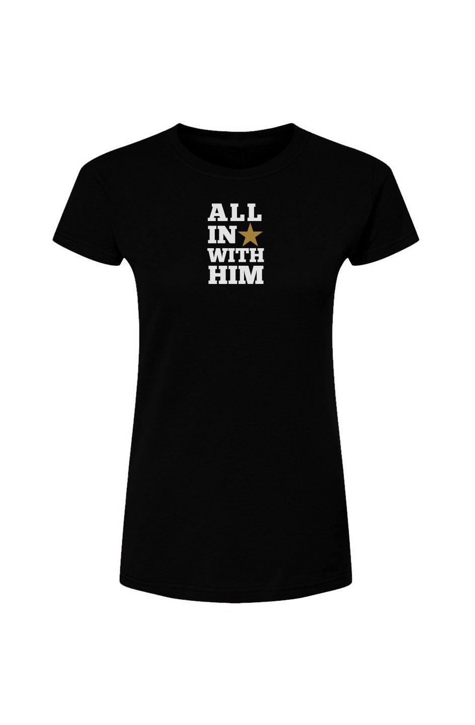 All In With Him Star Black Tultex Womens Fine Jersey T-Shirt